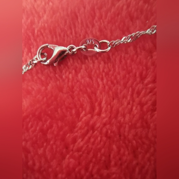 New 925 Silver Necklace and Earrings set with Emerald  Gemstone and Rhinestone - Picture 3 of 7